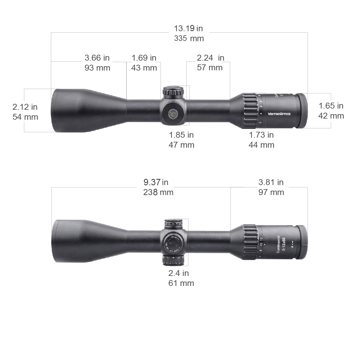 Cannocchiale Vector Optics Continental 2-12x50 SFP
