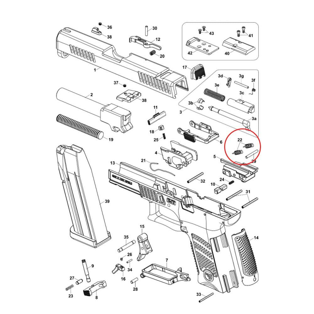 CZ P-10 molla della barra del grilletto competition | 2 pz