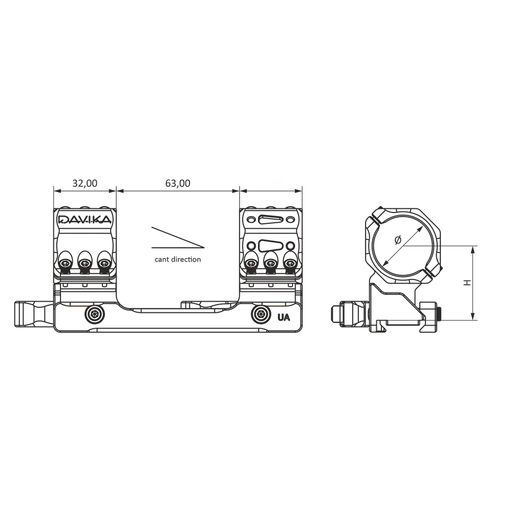 30 mm attacco per ottica | Base Picatinny QD Ergo