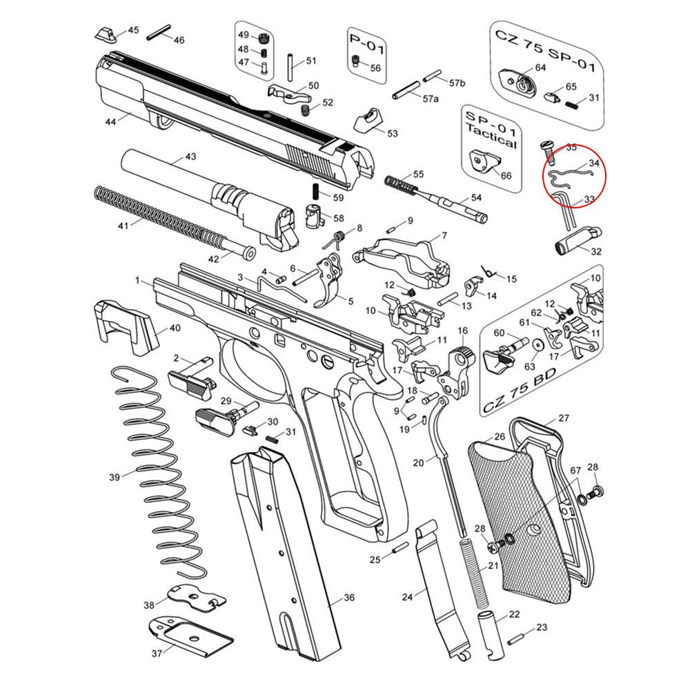 CZ Shadow 2 CZ TS 2 CZ 75B & SP-01 molla della barra del grilletto competition | -15% potenza