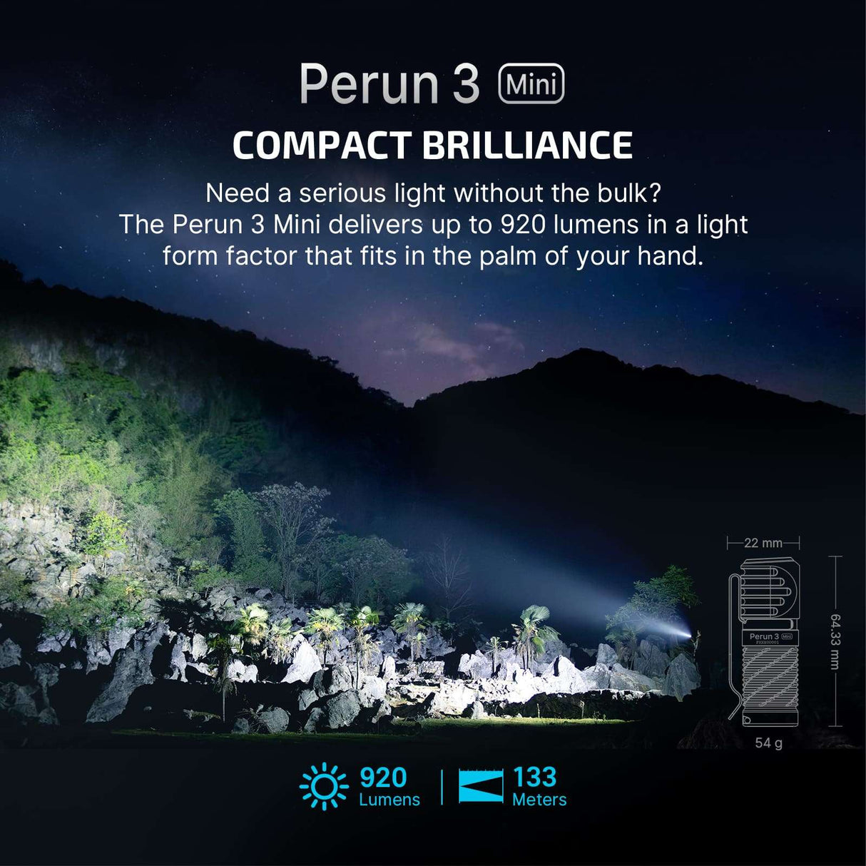 Olight Perun 3 Mini | lampada frontale ricaricabile | 1.250 lm